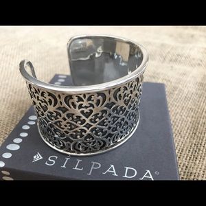Silpada Wide .925 Sterling Silver Filigree Scroll Wide Cuff Bracelet